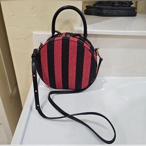 Mansur Gavriel Red/Black Crossbody striped Circle Bag - Made in Italy